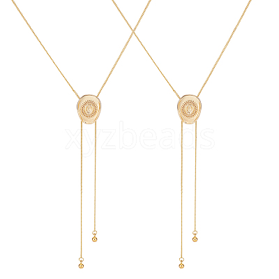 2Pcs Adjustable Brass Curb Chains Cowboy Hat Sweater Lariat Necklaces NJEW-UN0001-78G-1