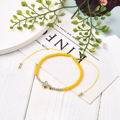 Adjustable Nylon Cord Braided Bead Bracelet BJEW-JB05732-04-1