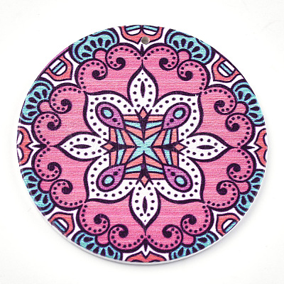 Printed Wooden Big Pendants X-WOOD-S042-03-1
