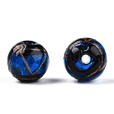 Handmade Gold Sand Lampwork Beads LAMP-T019-10mm-06-1