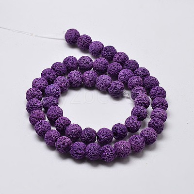 Natural Lava Rock Round Bead Strands G-I124-8mm-08-1