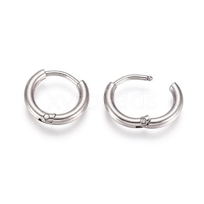 Tarnish Resistant 304 Stainless Steel Huggie Hoop Earrings EJEW-G272-02-8mm-P-1