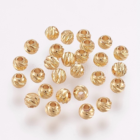 Carved Brass Beads X-KK-G312-02G-4mm-1