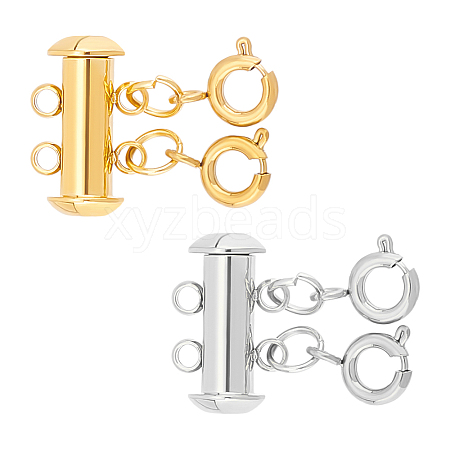 2Pcs 2 Colors 304 Stainless Steel Slide Lock Clasps FIND-AB00060-1