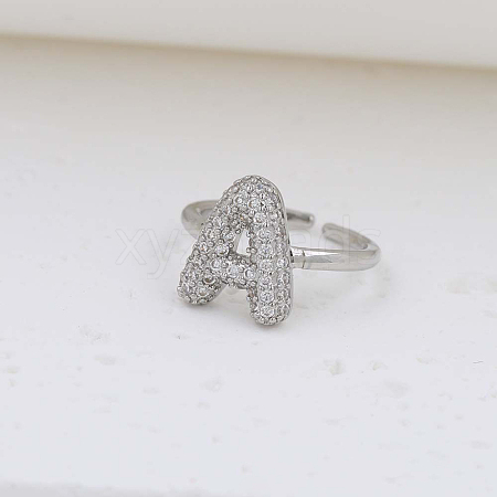 Brass Micro Pave Clear Cubic Zirconia Cuff Rings FS-WG17FF6-01-1