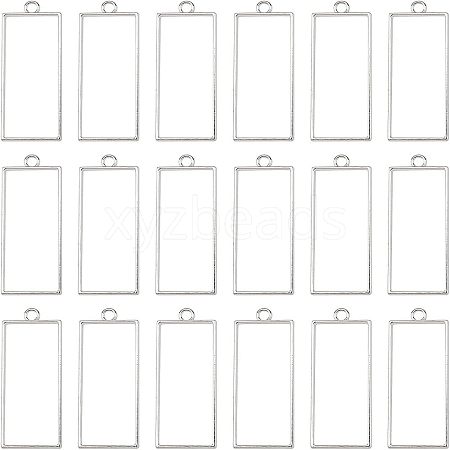 Rack Plating Alloy Rectangle Open Back Bezel Pendants PALLOY-UN0001-12P-FF-1