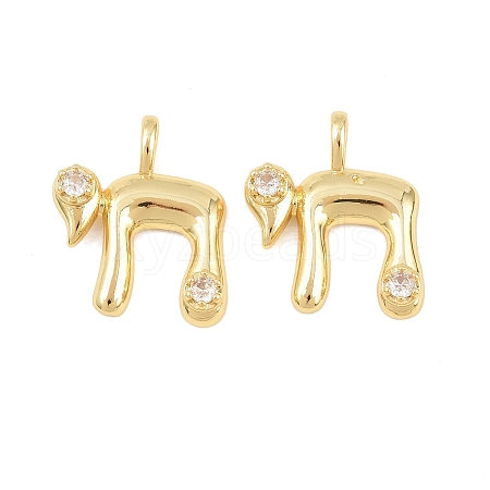 Brass Clear Cubic Zirconia Pendants KK-C170-11B-G-1