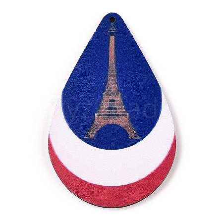 French Theme Printed Wood Pendants WOOD-N016-11-1