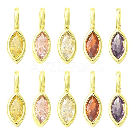 10Pcs 5 Colors Horse Eye Brass Micro Pave Cubic Zirconia Charms KK-FS0002-13A-1