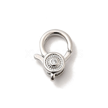 Brass Micro Pave Clear Cubic Zirconia Lobster Claw Clasps KK-A266-24B-P-1