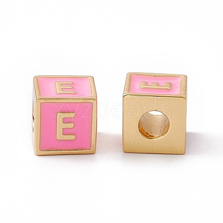 Rack Plating Brass Enamel Beads KK-B060-04G-05E-1