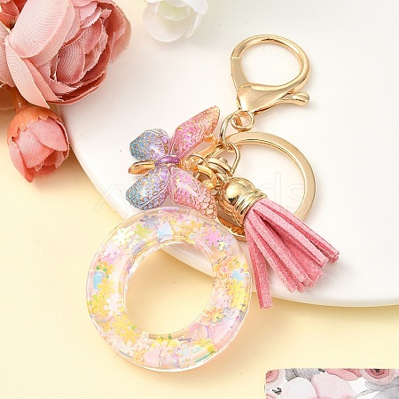 Resin & Acrylic & Faux Suede Tassel Keychain KEYC-YW00124-15-1