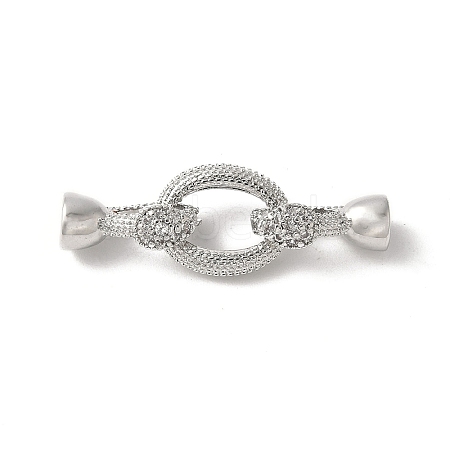 Brass Micro Pave Clear Cubic Zirconia Fold Over Clasps KK-M320-11P-1