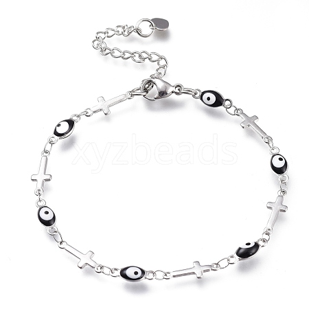 304 Stainless Steel Link Bracelets BJEW-M203-06P-A-1