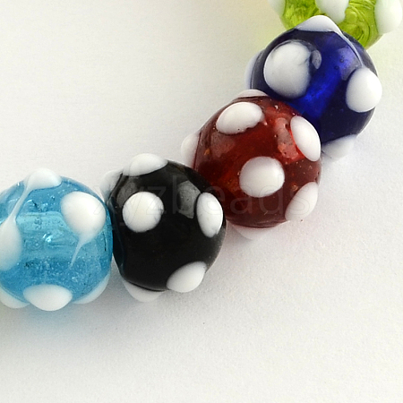 Handmade Lampwork Round Beads Strands X-LAMP-R007-02-1