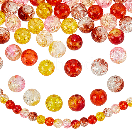 240Pcs 6 Colors Transparent Spray Painted Crackle Glass Beads Strands GLAA-PH0003-13-1