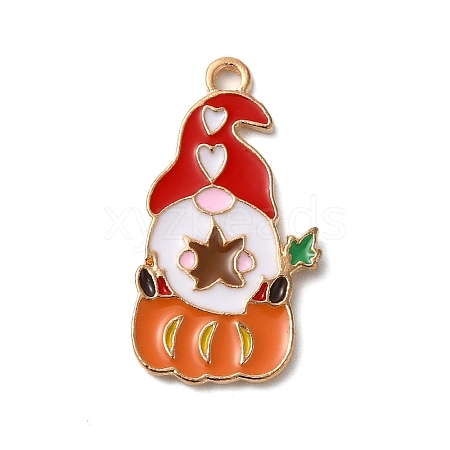 Thanksgiving Day Golden Tone Alloy Enamel Pendants X-ENAM-M002-02O-G-1