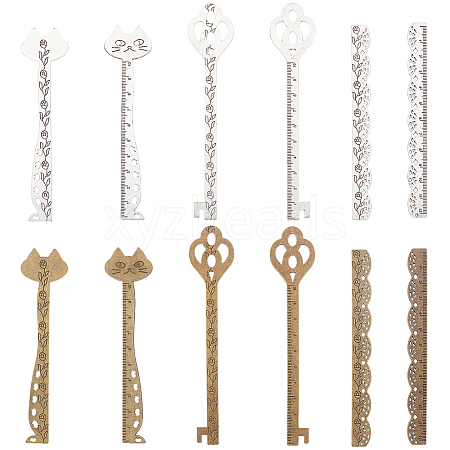 SUNNYCLUE 12Pcs 6 Style Tibetan Style Alloy Rulers FIND-SC0006-92-1