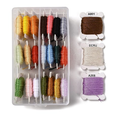 24 Cards 24 Colors 6-Ply Polyester Embroidery Floss OCOR-K006-C04-1