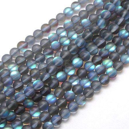 Synthetic Moonstone Beads Strands G-F142-6mm-02-1