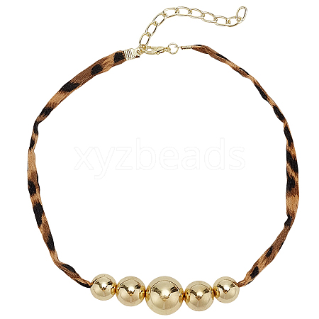 Alloy Graduated Beaded Pendant Polyester Collar Necklaces for Women NJEW-SP0001-17C-1