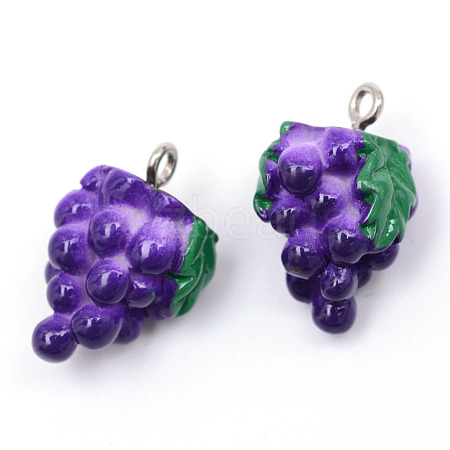 Autumn Theme Grape Resin Pendants X-RESI-R184-06-1