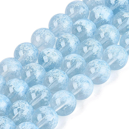 Transparent Half Spray Painted Glass Beads Strands GLAA-Q110-02A-03-1