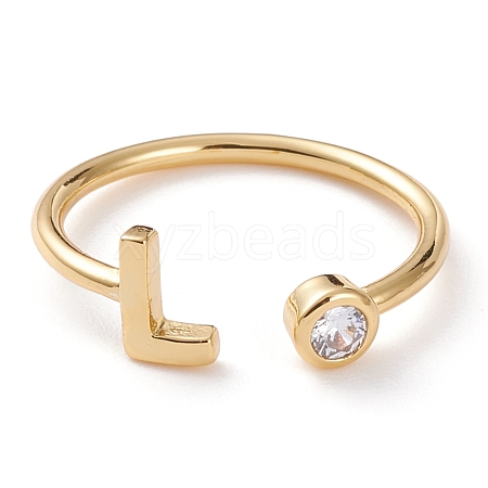 Brass Micro Pave Clear Cubic Zirconia Cuff Rings RJEW-Z005-L-G-1