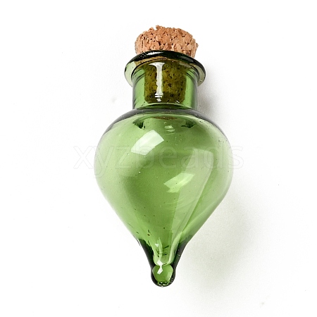 Teardrop Glass Cork Bottles Ornament AJEW-A039-01G-1