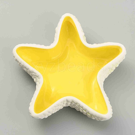 Starfish Shape Ceramic Jewelry Plate AJEW-WH0041-95A-1