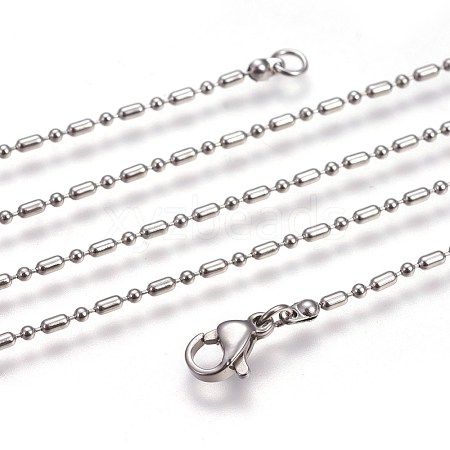 Non-Tarnish 304 Stainless Steel Ball Chain Necklaces NJEW-F249-01P-1