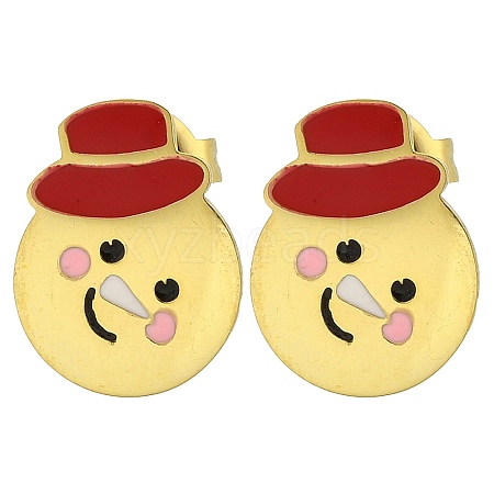 Ion Plating(IP) 304 Stainless Steel Enamel Stud Earrings EJEW-I316-04G-02-1