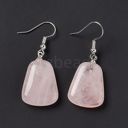 Natural Rose Quartz Trapezoid Dangle Earrings EJEW-D188-02P-01-1