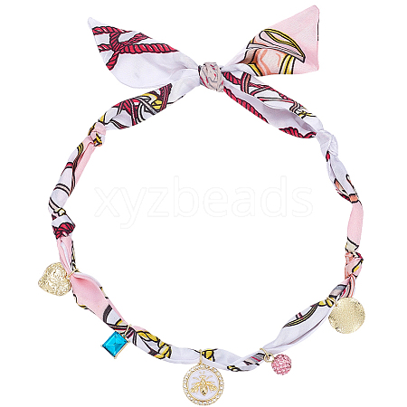 Bees Alloy Enamel & Resin & Glass & Plastic Pearl & Rhinestone Tassel Scarf Choker Necklaces NJEW-SP0001-16B-1