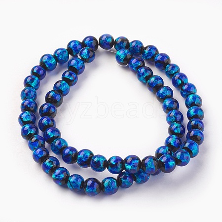 Handmade Silver Foil Glass Lampwork Beads LAMP-P051-G10-6mm-1