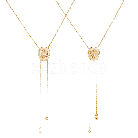 2Pcs Adjustable Brass Curb Chains Cowboy Hat Sweater Lariat Necklaces NJEW-UN0001-78G-1