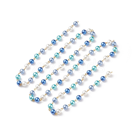 Handmade Glass Pearl Beaded Chain AJEW-JB01134-01-1