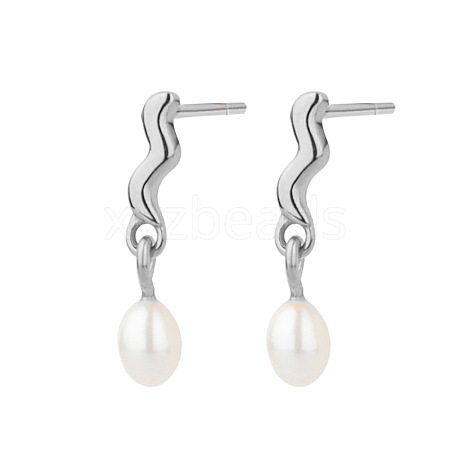 Stainless Steel with Pearl Stud Earrings for Women OJ6889-2-1