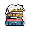 Book & Cat Coffee Enamel Pin JEWB-A005-22-04-1