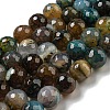 Faceted Natural Dragon Veins Agate Beads Strands G-F447-12mm-P03-2