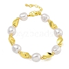 Rack Plating Brass Oval & Twist Beaded Bracelets for Women BJEW-B106-22G-1