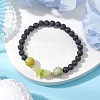 Natural Lemon Jade with Natural Lava Rock Beaded Stretch Bracelets for Women BJEW-JB11130-06-2