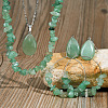 Bohemian Style Natural Green Aventurine Teardrop Pendant Necklaces & Chip Beaded Necklaces & Hoop Earrings & Dangle Earrings Sets WG11994-03-1