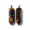 Natural Tiger Eye Double Terminated Pointed Pendants G-G926-01P-03-2