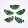 Electroplate Synthetic Malachite Semi Circle Pendants G-S344-87B-1