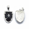 Natural Black Agate Pendants G-O176B-10P-2