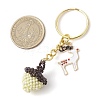 Pine Cones and Sika Deer Glass Seed Bead Keychain KEYC-MZ00028-3