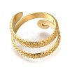 304 Stainless Steel Snake Wrap Open Cuff Ring for Women RJEW-F161-02G-12-3