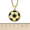 304 Stainless Steel Black Enamel Football Pendant Box Chain Necklaces NJEW-H055-05G-5