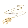 Woven Net/Web with Feather 304 Stainless Steel Boho Pendant Necklaces for Women NJEW-G087-08G-3